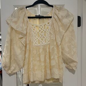 12th Street by Cynthia Vicent Cream Floral Women's Blouse Size Small